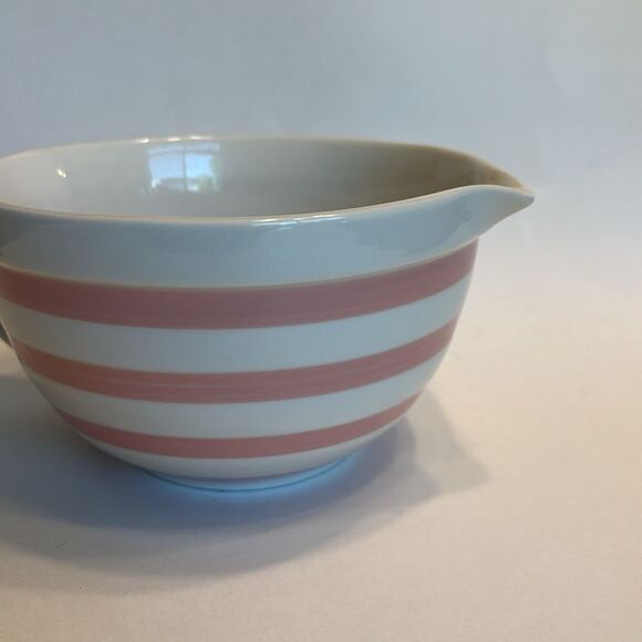 Threshold Target Striped Mixing Bowl W/Handle Pink and White Ceramic - Picture 3 of 9
